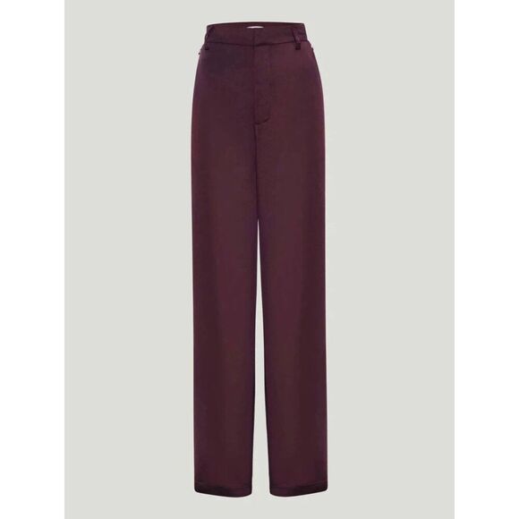 Good‎ American Washed Satin Straight Leg Pants In Malbec Burgundy Size 2/26 - Picture 1 of 5